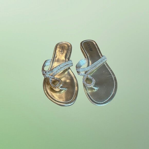 Guess Women's Gold - Rhinestone - Beaded Flat Sandals Size 8/12 - Picture 11 of 11